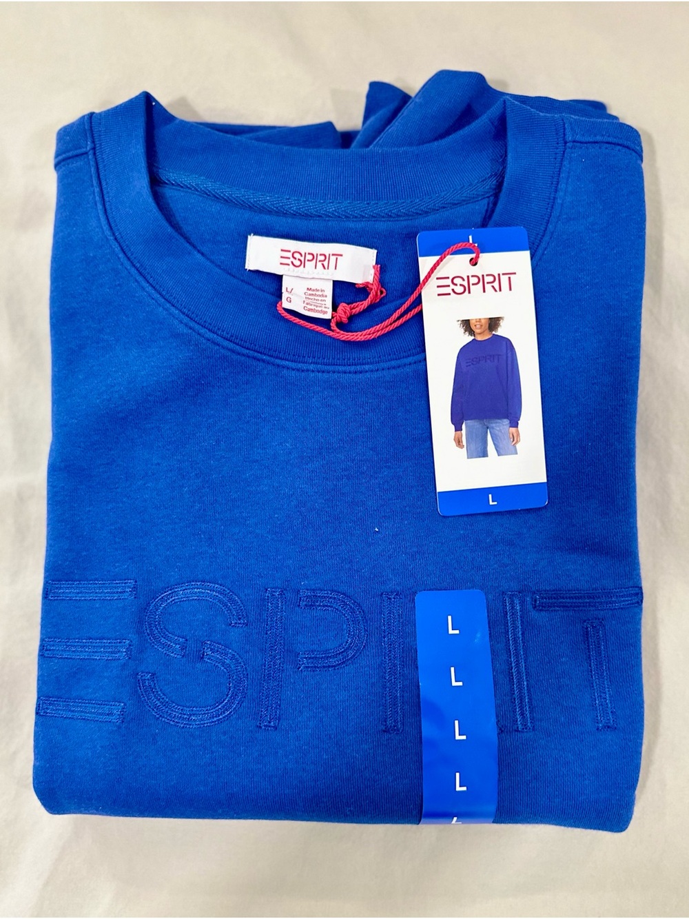 Esprit Bright Blue Embroidered Logo Sweatshirt